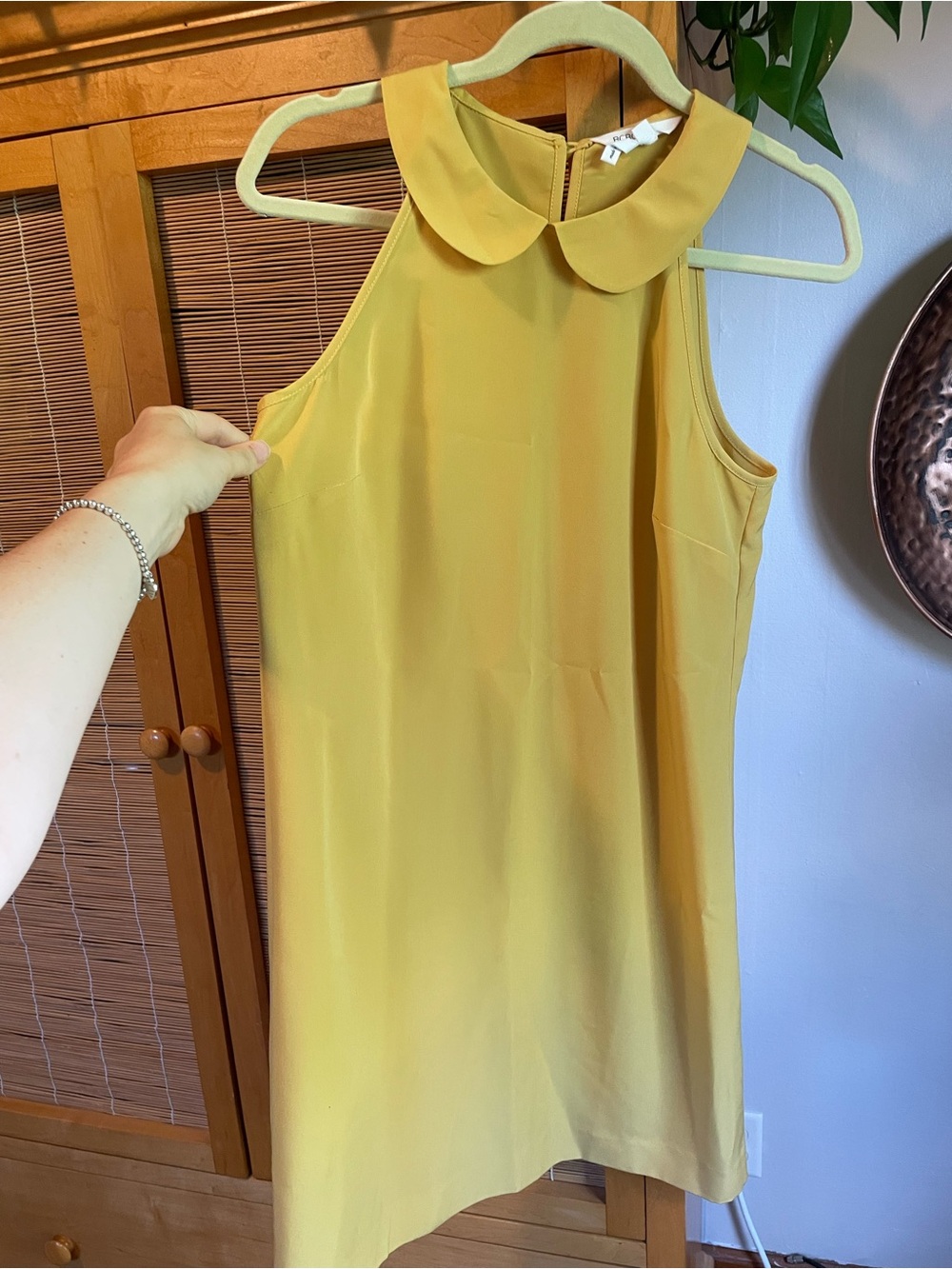 BCBGeneration Mustard Yellow Sleeveless Peter Pan Collar Mini Dress